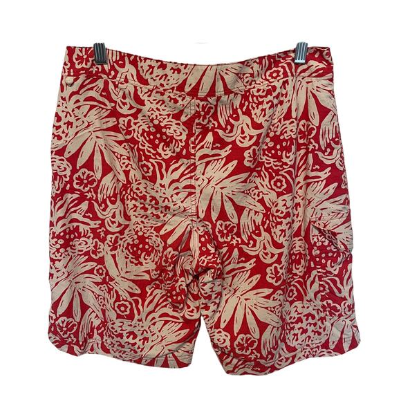 J. Crew Watermelon Red Tropical Swim Trunks Mens Size 32 Cargo Board Shorts - Picture 3 of 9